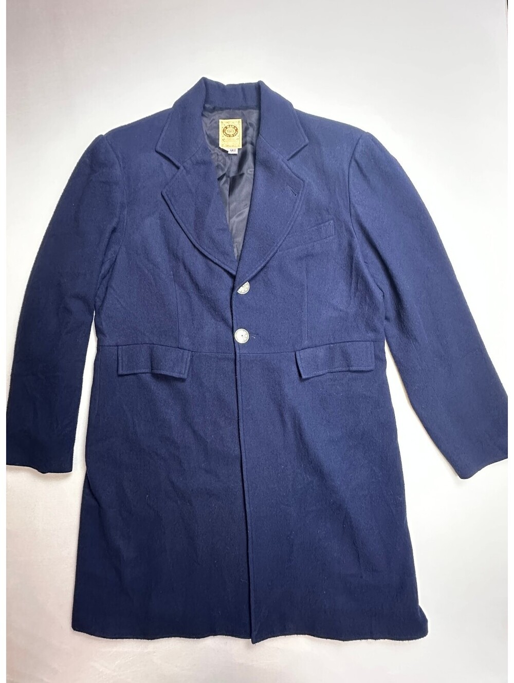 Wah Maker Frontier Navy Blue Wool Blend Mens Overcoat — 42